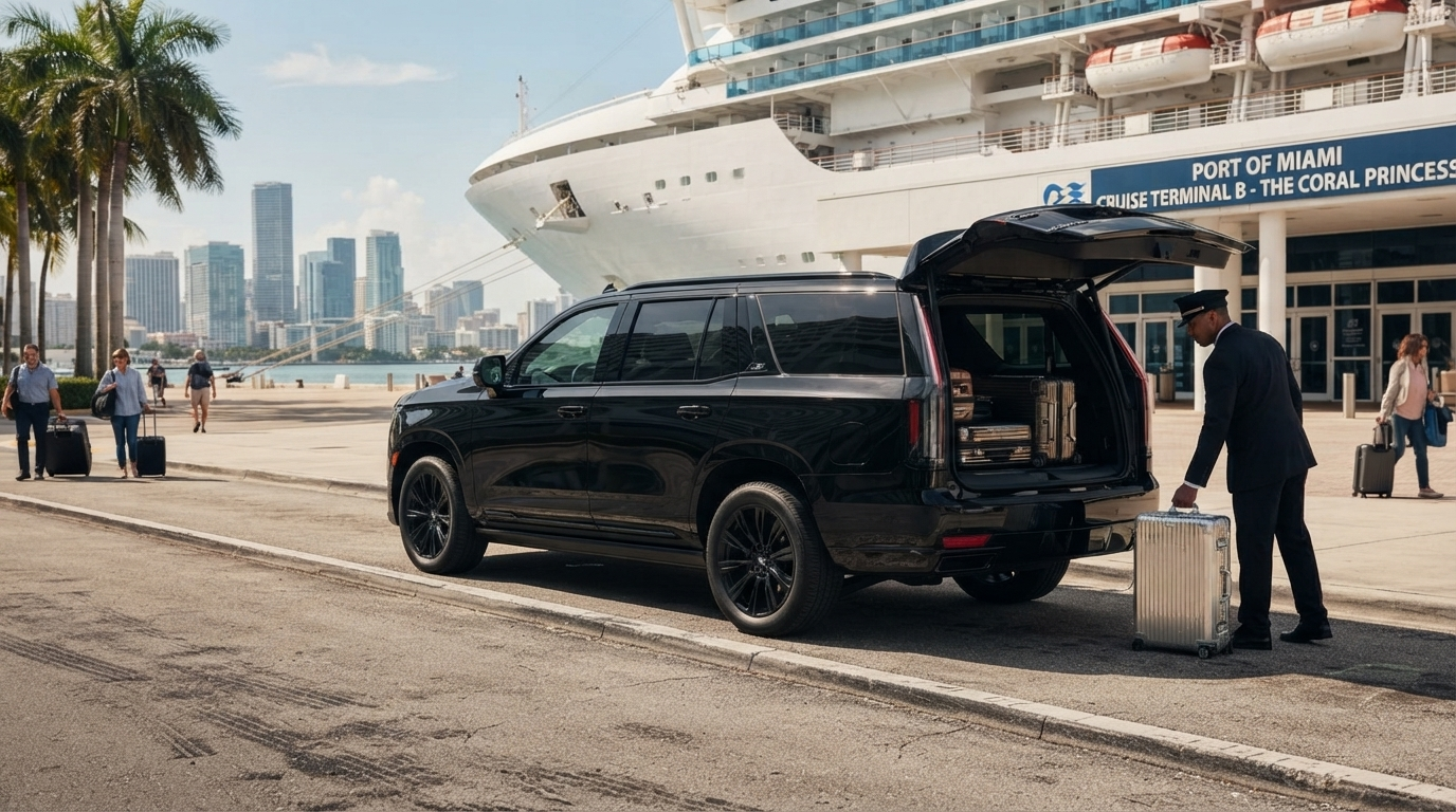 MIA to PortMiami transfer,Miami airport to cruise port,airport to cruise terminal Miami